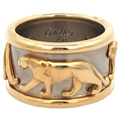 Vintage Cartier French 18 Karat Yellow White Gold Walking Panthère Band Ring Vintage Cartier French 18 Karat Yellow White Gold Walking Panthère Band Ring
