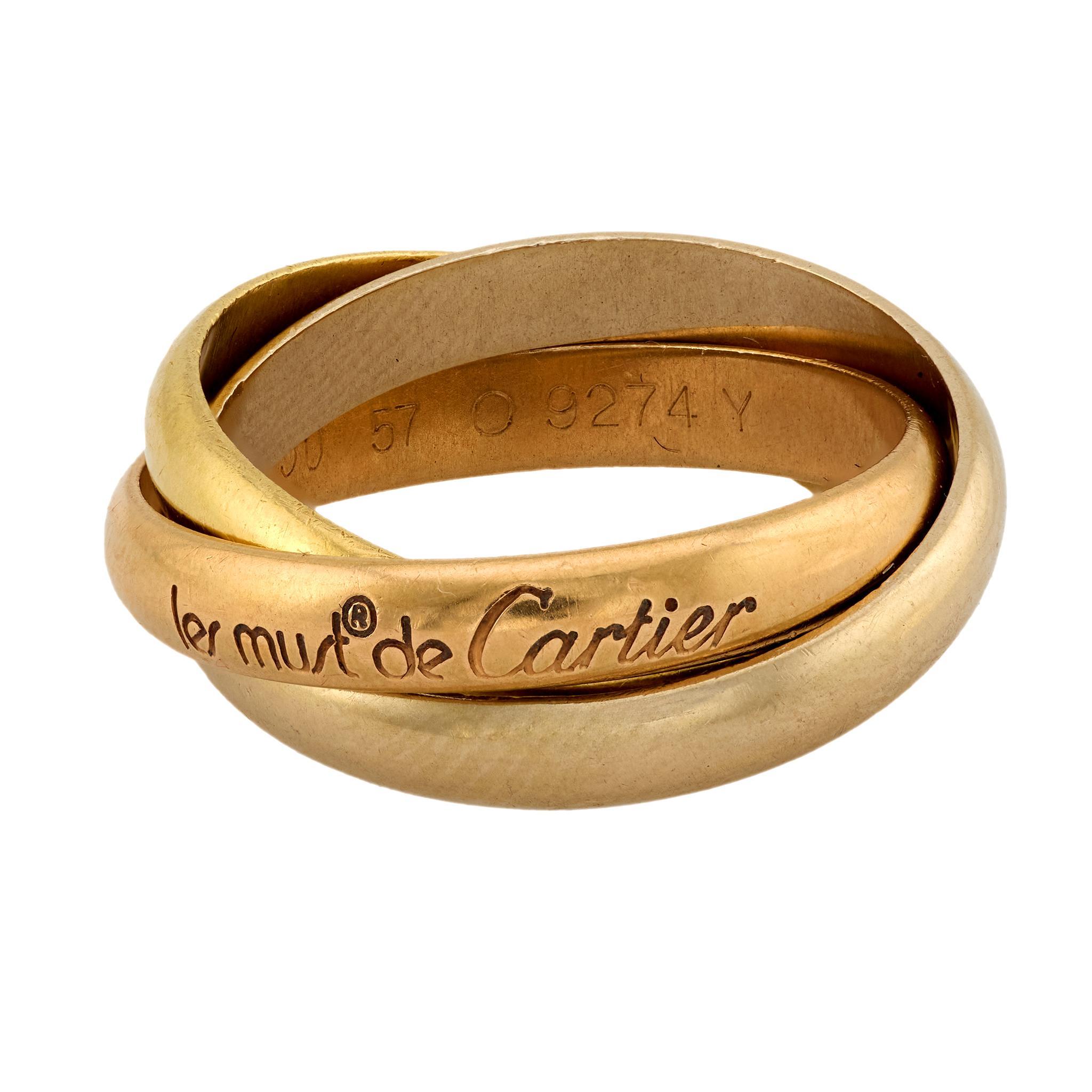 De las mujeres Anillo de la Trinidad vintage Cartier francés de oro de 18 quilates en venta