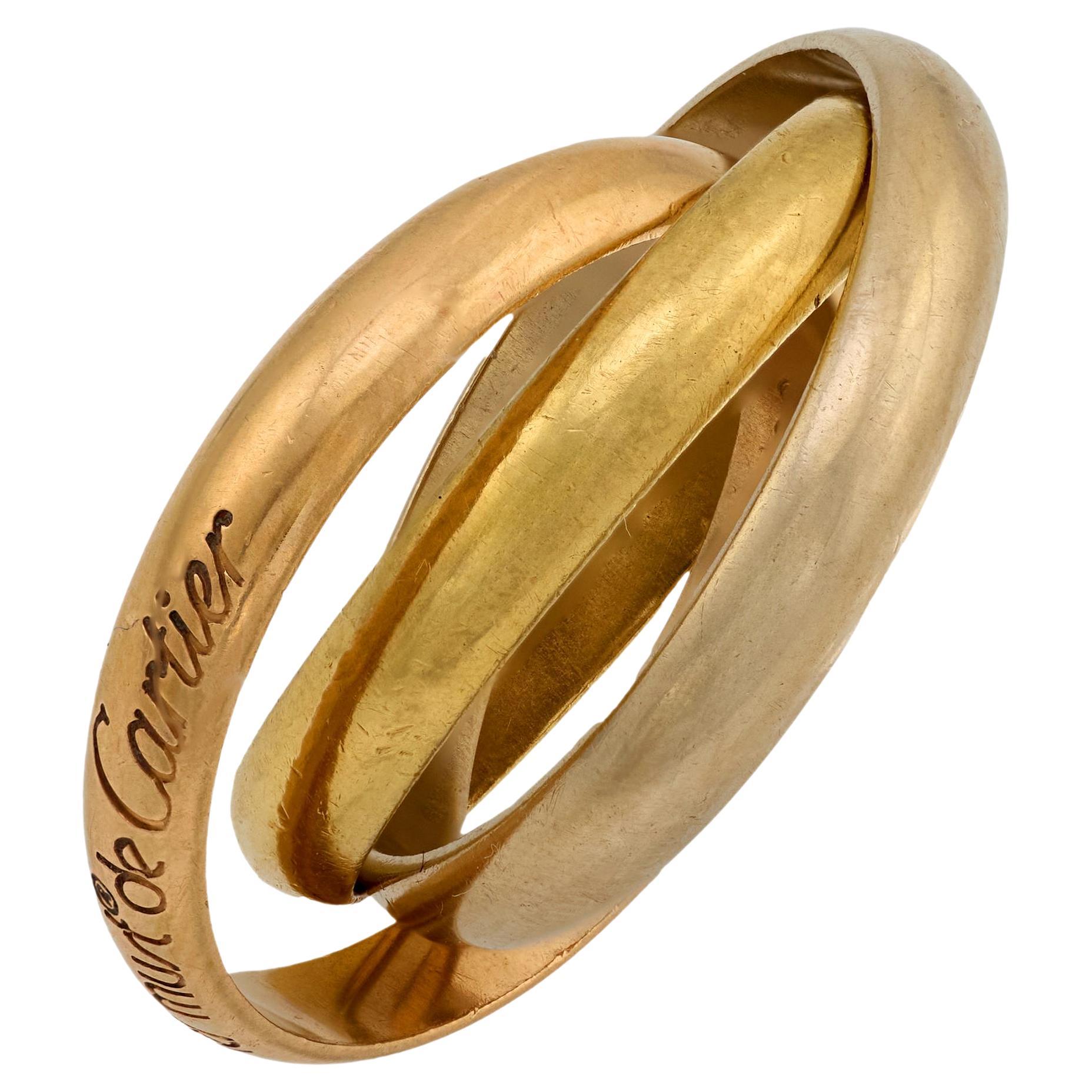Anillo de la Trinidad vintage Cartier francés de oro de 18 quilates en venta