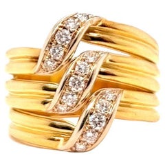 Vintage Cartier French Diamond 18 Karat Yellow Gold Triple Wrap Ring