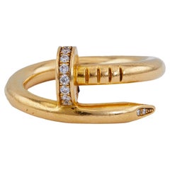 Vintage Cartier French Juste Un Clou Diamond 18K Yellow Gold Ring