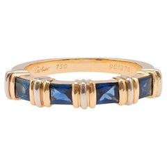 Vintage Cartier French Sapphire 18k Yellow and White Gold Contessa Band
