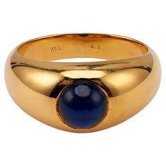 Retro Cartier French Sapphire 18k Yellow Gold Ring