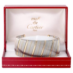 Bracciale vintage Cartier in acciaio inossidabile e oro giallo 18 carati