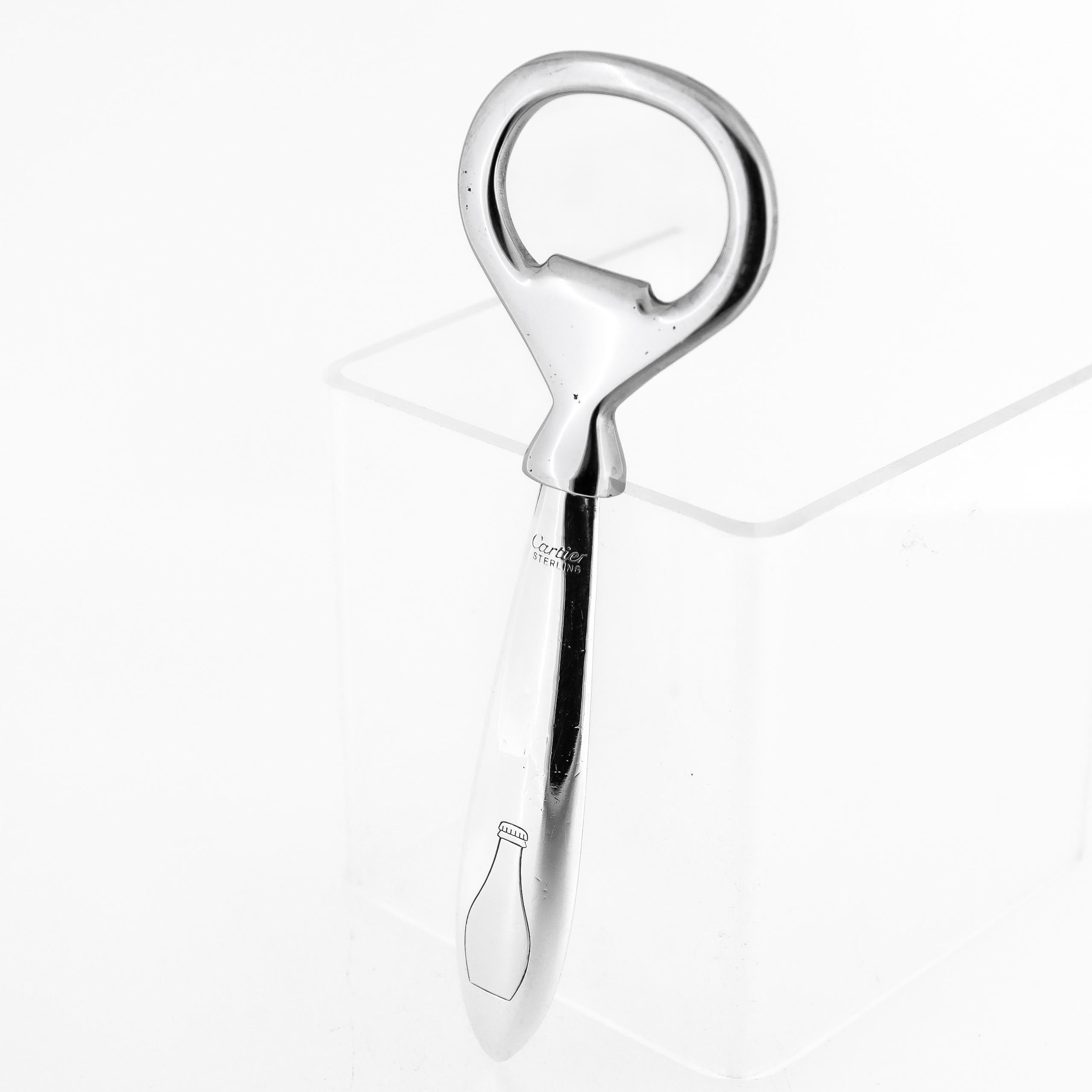 Vintage Cartier French Sterling Silver Bottle Opener In Good Condition In Philadelphia, PA