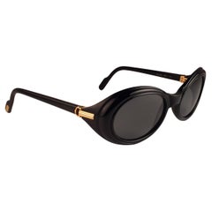 Vintage Cartier Frisson Black Medium Sunglasses 18k Gold France 1991