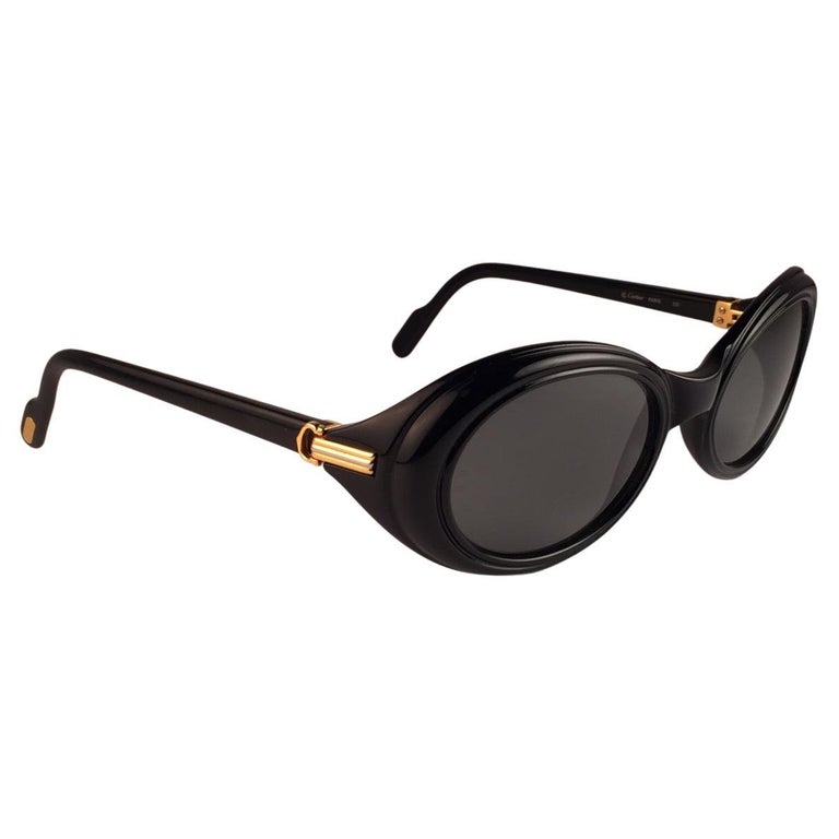 Vintage Cartier Frisson Black Medium Sunglasses 18k Gold  display picture 1