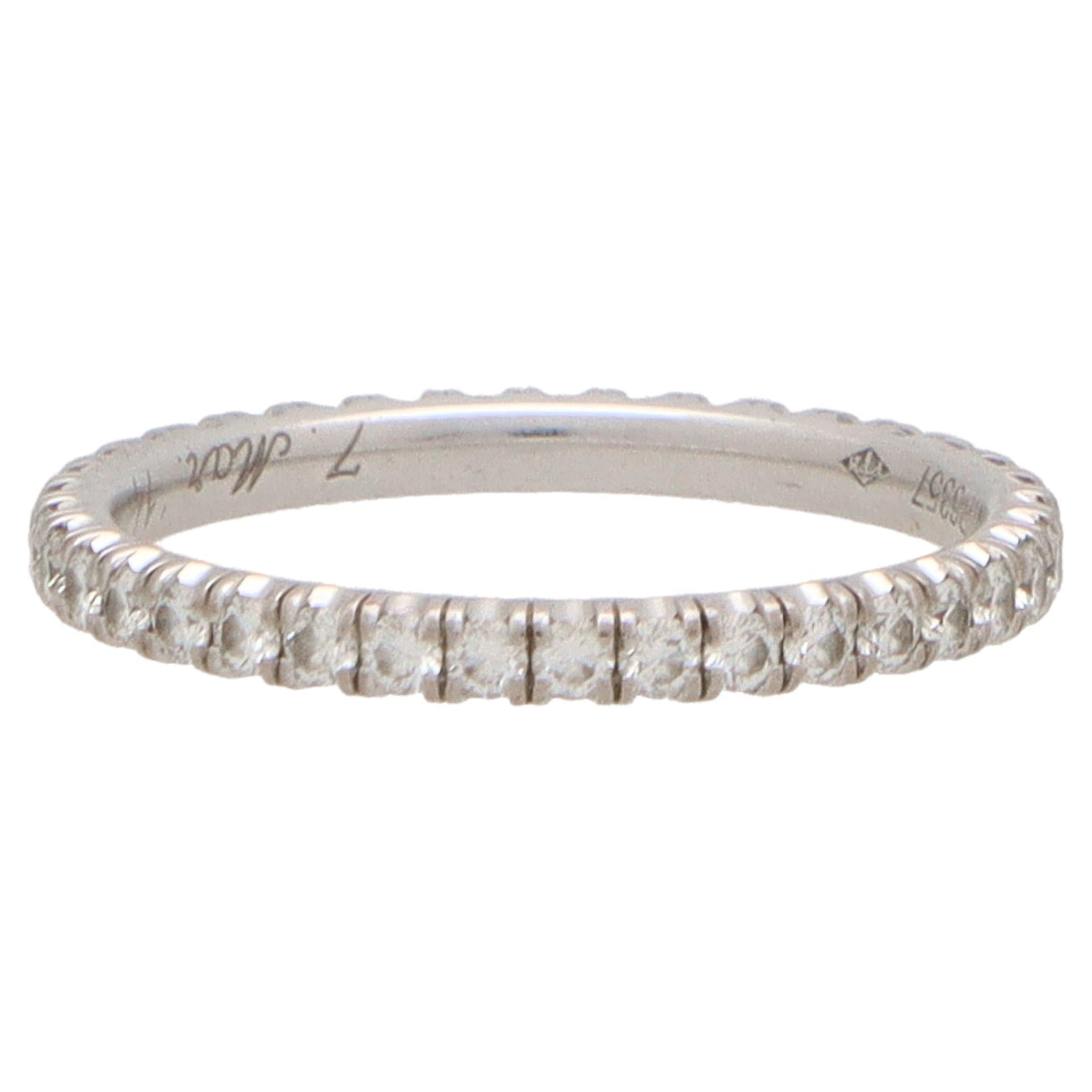 Cartier Diamond Eternity Platinum Band Ring For Sale at 1stDibs