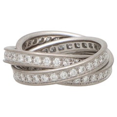Vintage Cartier Full Diamond Trinity Ring in 18k White Gold