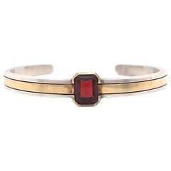 Vintage Cartier Garnet Silver Gold Bangle Bracelet