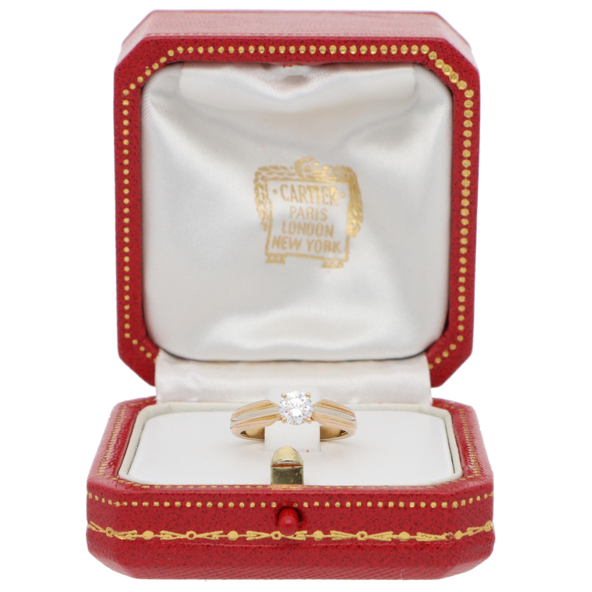 Vintage Cartier GIA Certified 0.55ct Diamond Trinity Ring 2