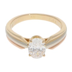 Cartier, bague Trinity vintage avec diamant ovale certifié GIA de 1,08 carat