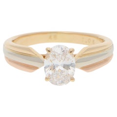 Vintage Cartier GIA Certified 1.08ct Oval Diamond Trinity Ring