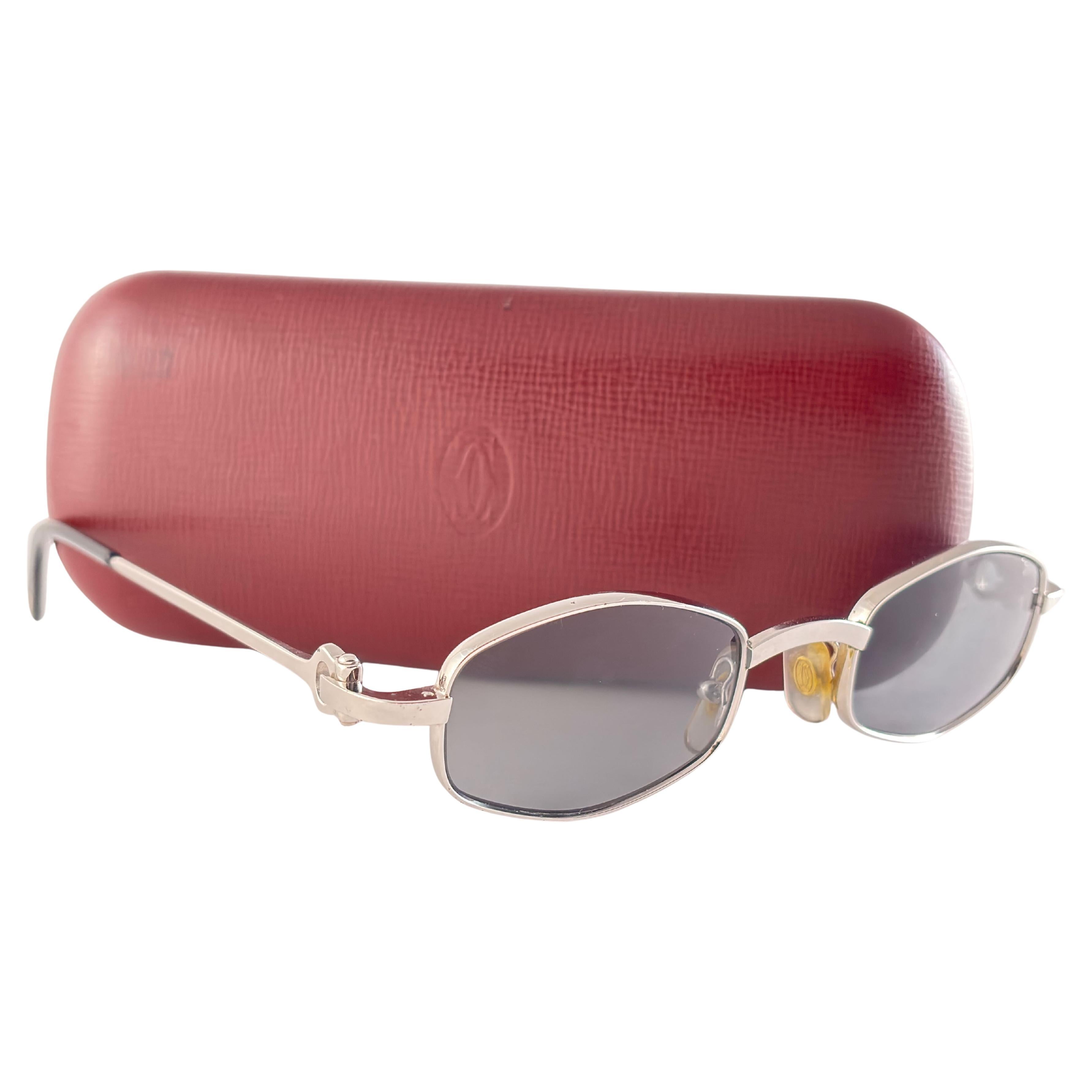 Gafas de sol vintage Cartier Ginger 45mm chapadas en plata Francia