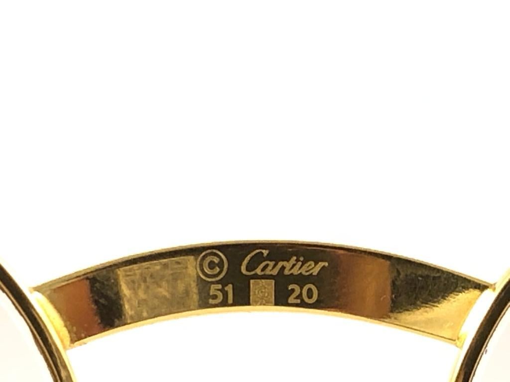 Lunettes de soleil vintage Cartier Giverny Gold and Wood Large 51/20 Gradient Brown Lens en vente 4