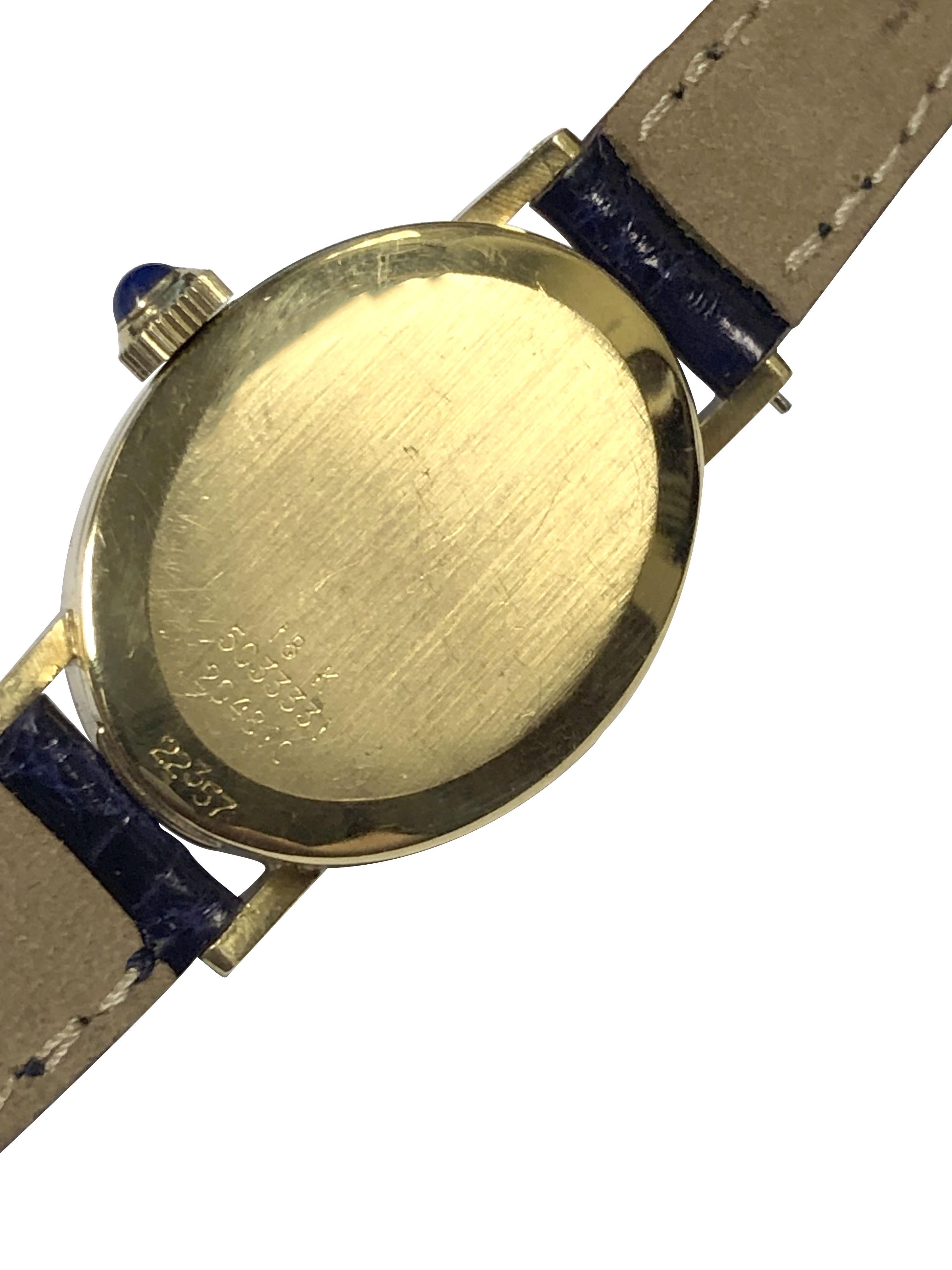 Vintage Cartier Gold and Lapis Stone Dial Mechanical Wrist Watch In Excellent Condition For Sale In Chicago, IL