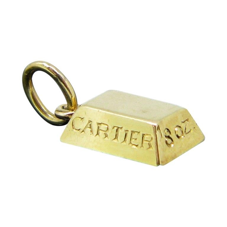 Vintage Cartier Gold Bar Ingot Yellow Gold Pendant