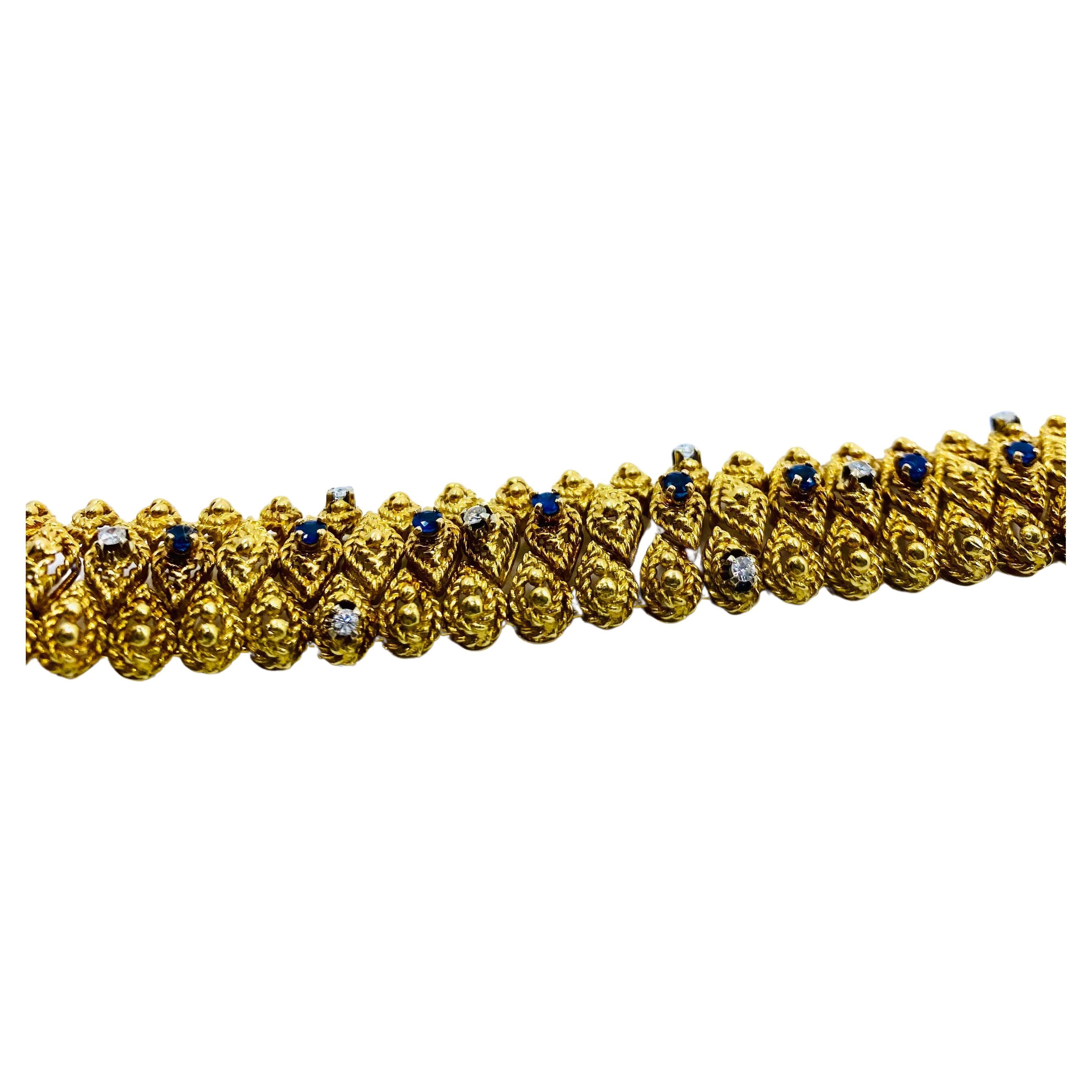 Vintage Cartier Gold Bracelet Sapphire Diamond For Sale 2