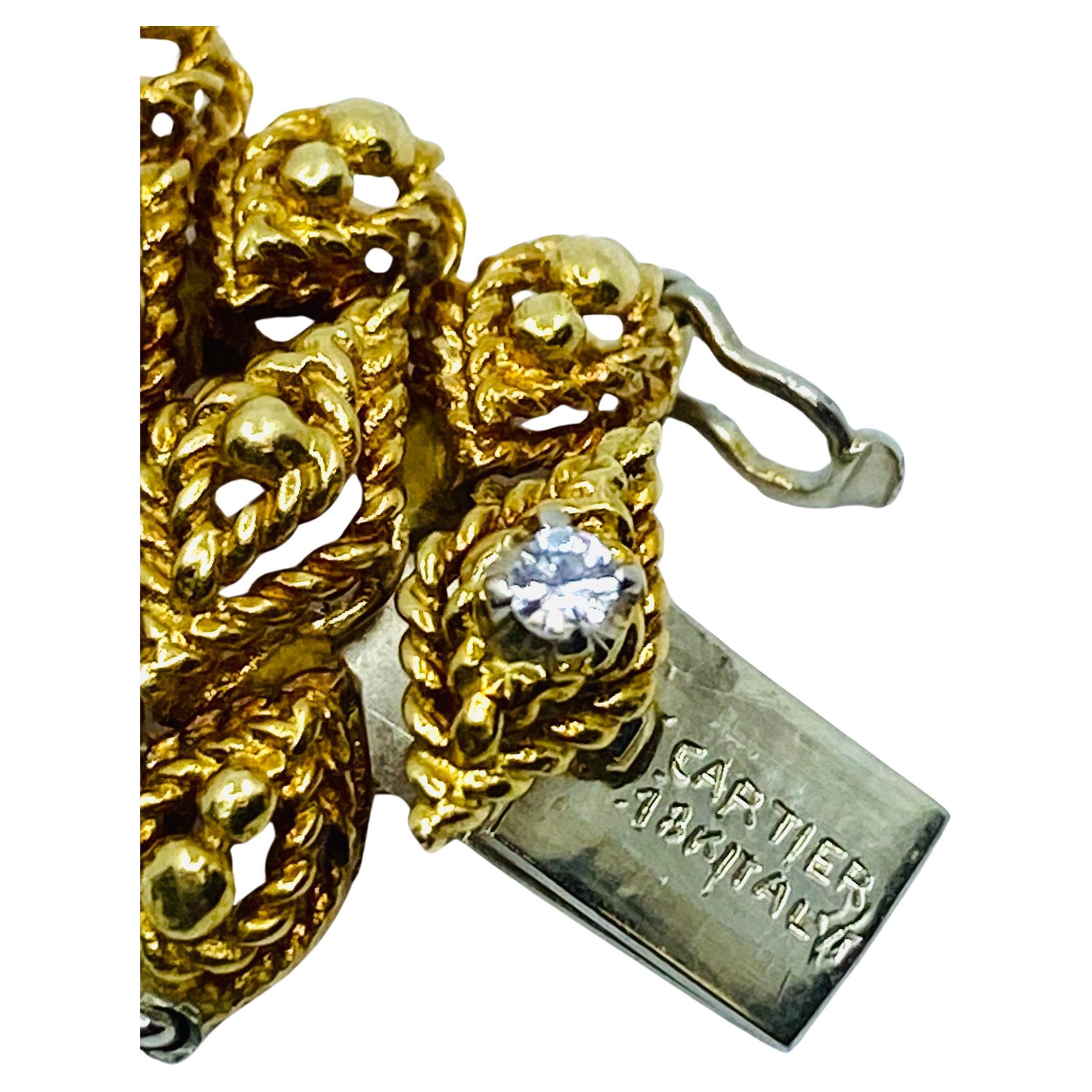 Vintage Cartier Gold Bracelet Sapphire Diamond For Sale 3