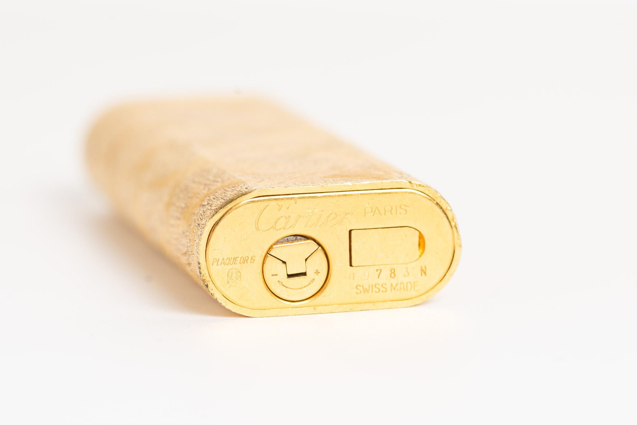 Vintage Cartier Gold Plated Lighter Frosted Design In Good Condition In Portland, GB