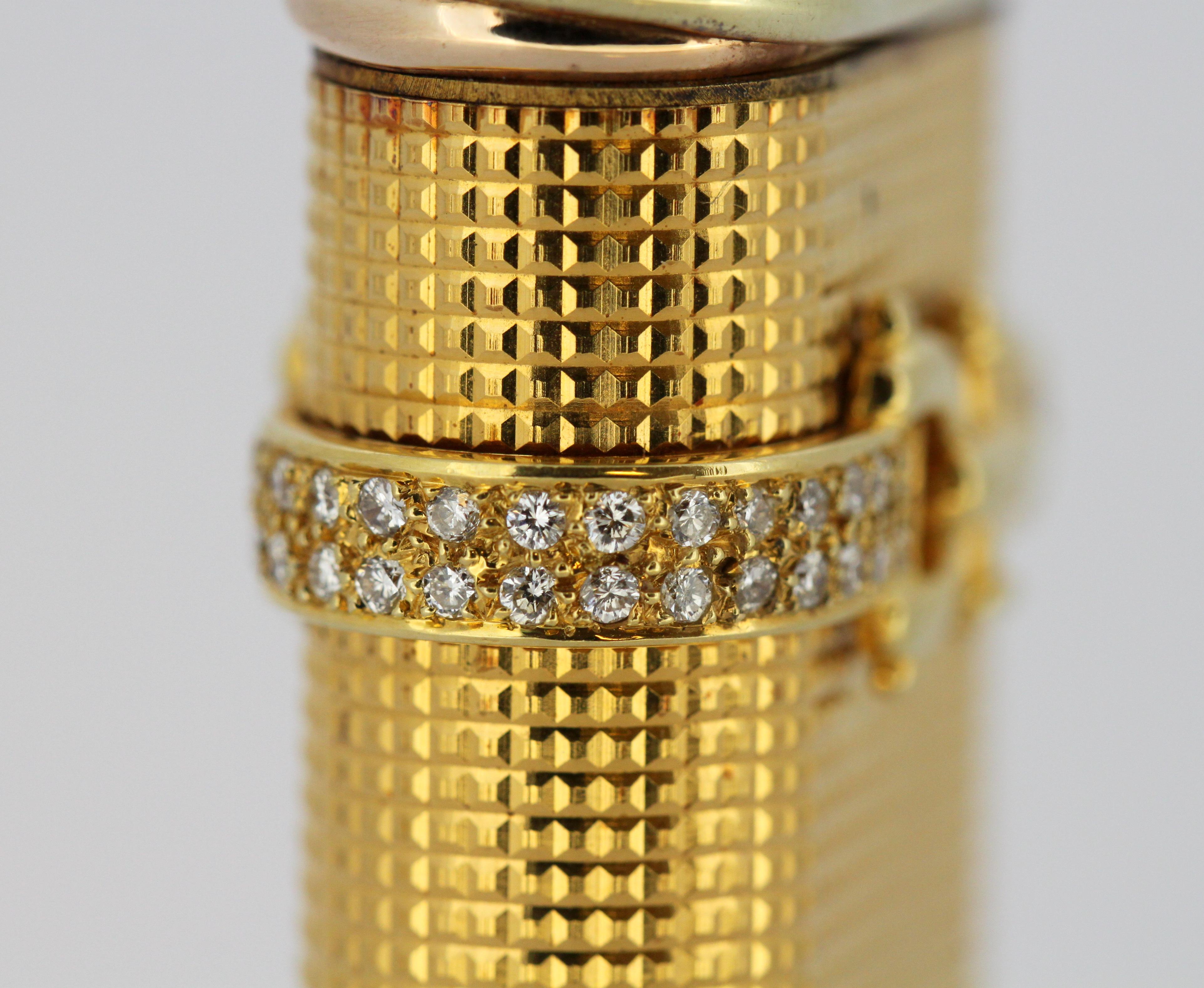 Vieux briquet Cartier plaqué or avec diamants 4