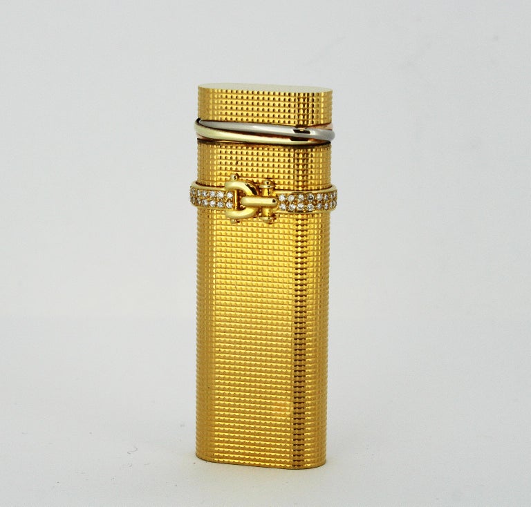 Vintage Cartier Gold Plated Lighter with Diamonds at 1stDibs cartier