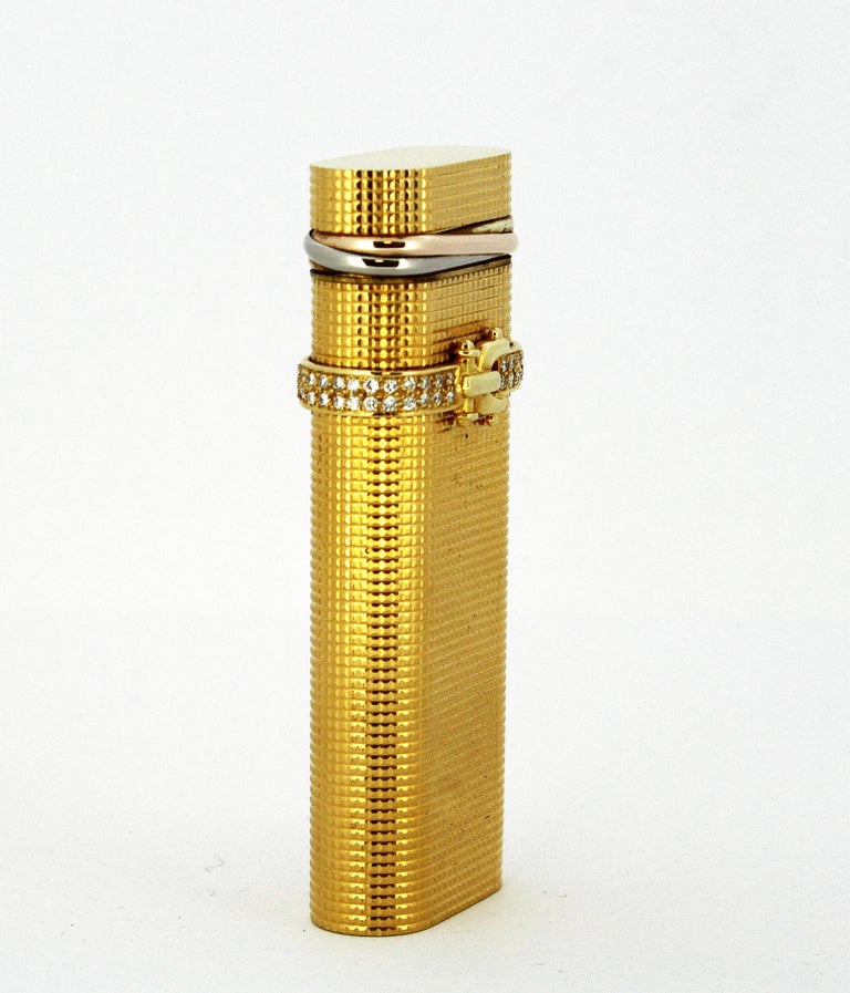 Vintage Cartier Gold Plated Lighter with Diamonds at 1stDibs cartier
