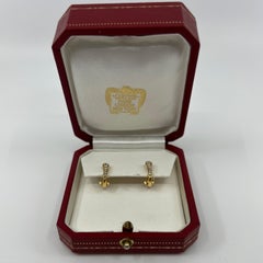 Vintage Cartier Graduating Diamond 18k Yellow Gold Hoop Earrings In Cartier Box