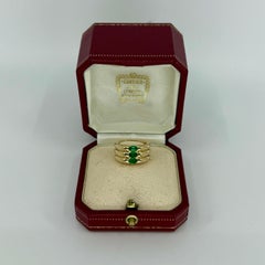 Vintage Cartier Green Emerald Ellipse 18k Yellow Gold Three Stone Band Ring 47