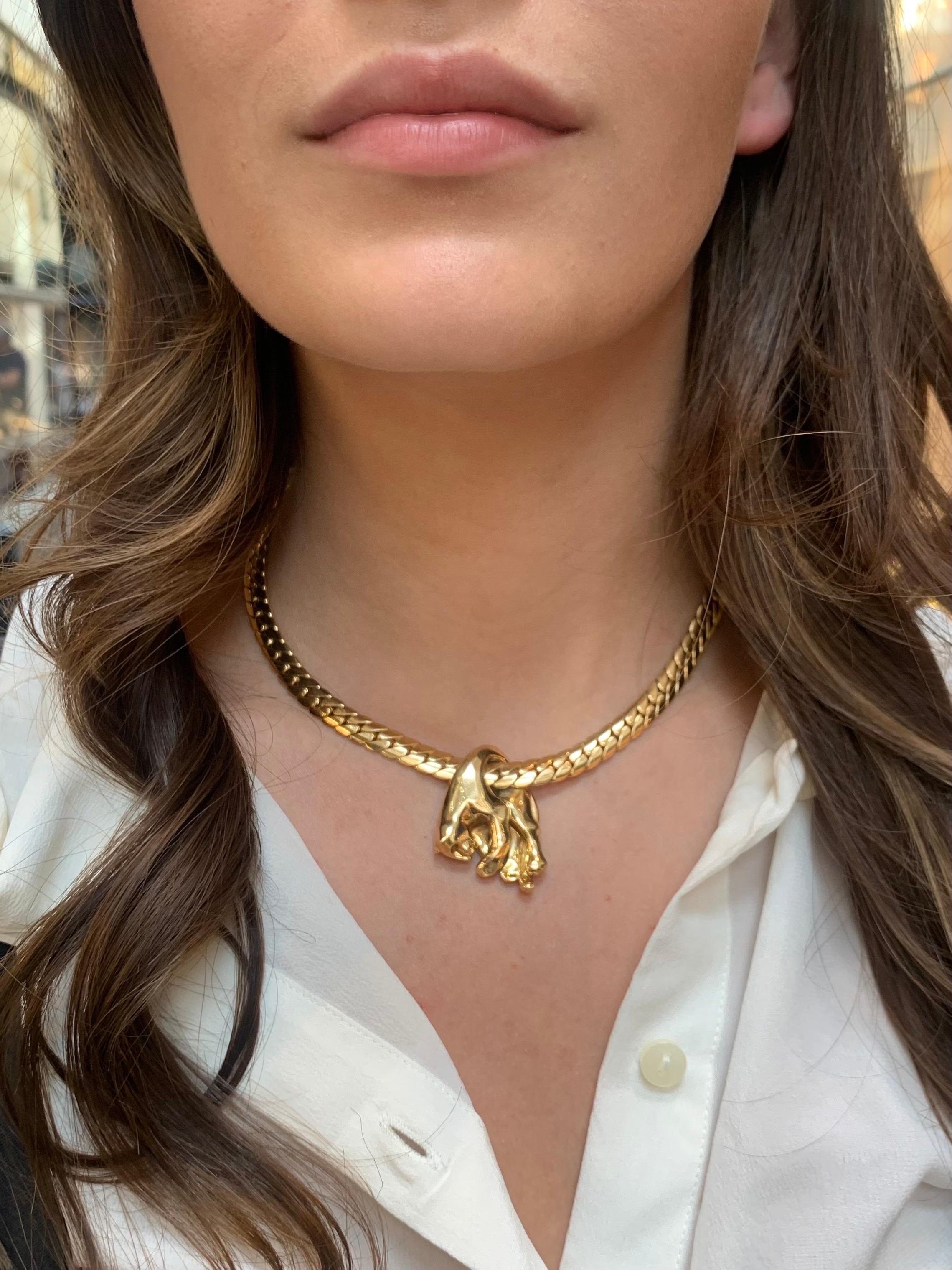 Vintage Cartier Hanging Panthère Halskette Set in 18k Gelbgold (Retro)