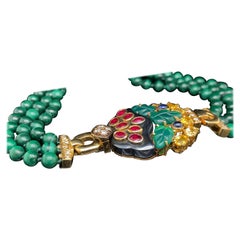 Vintage Cartier Hematite, Chalcedony, Ruby, Sapphire Malachite Diamond Necklace