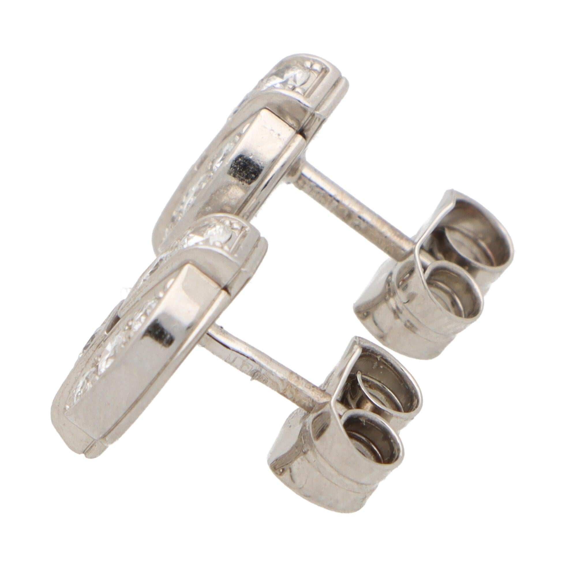 Modern Vintage Cartier Himalia Diamond Stud Earrings Set in 18k White Gold