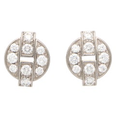 Vintage Cartier Himalia Diamond Stud Earrings Set in 18k White Gold