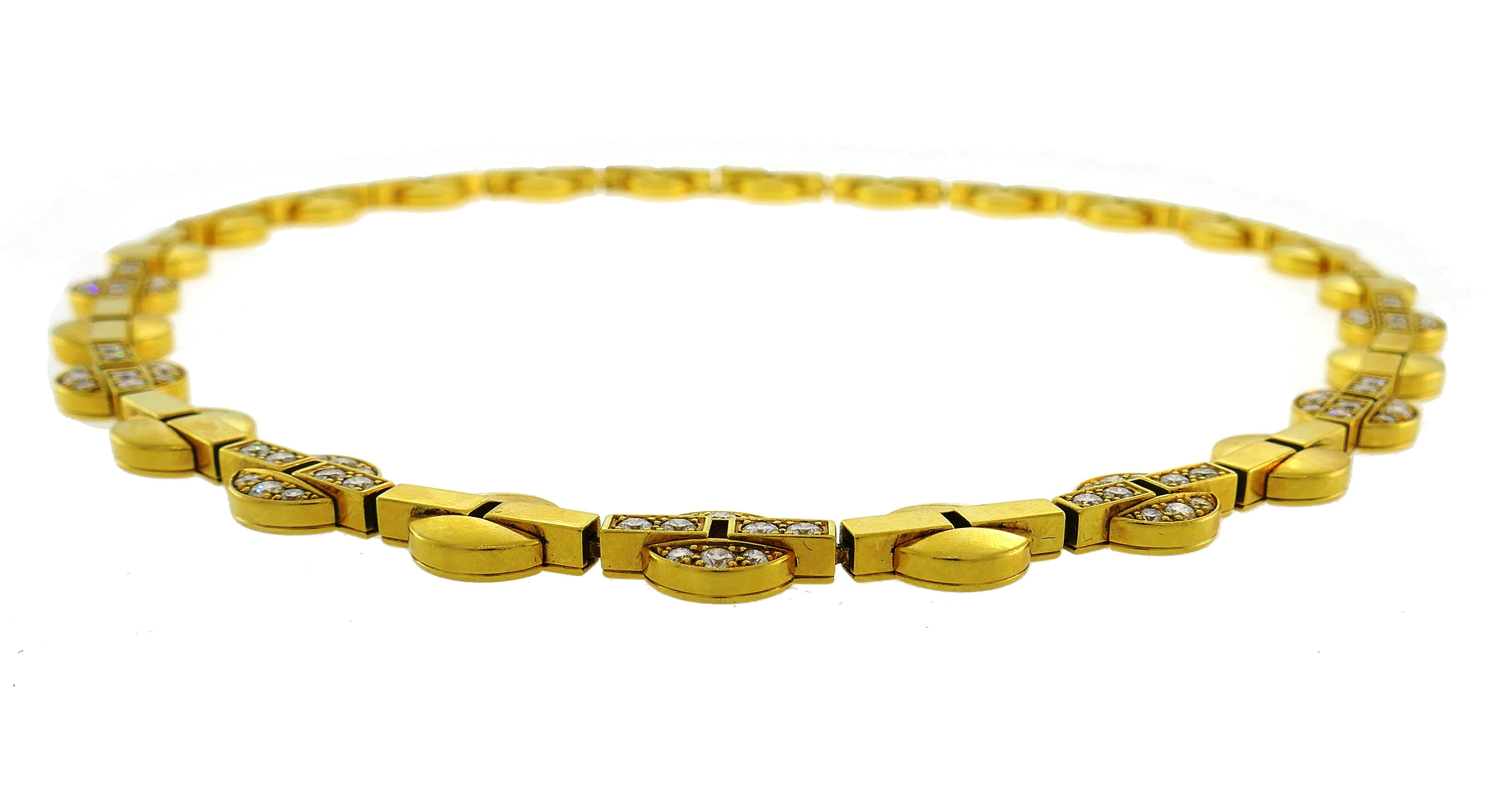 Round Cut Vintage Cartier Himalia Diamond Yellow Gold Necklace