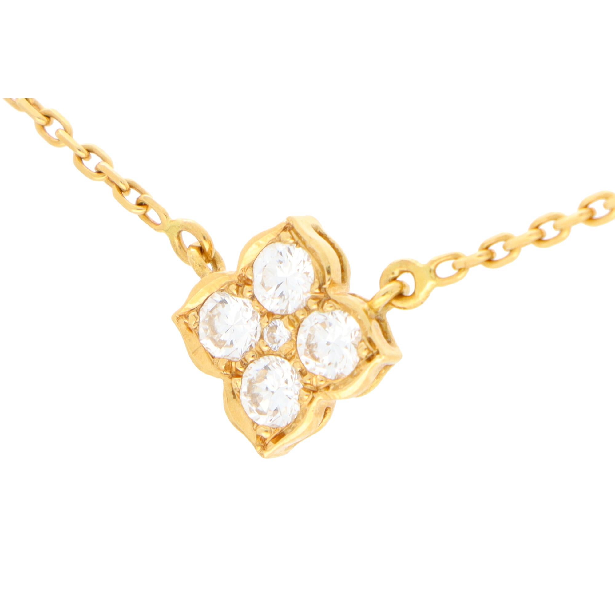 Vintage Cartier Hindu Diamant-Anhänger Halskette in 18k Gelbgold gesetzt (Rundschliff)
