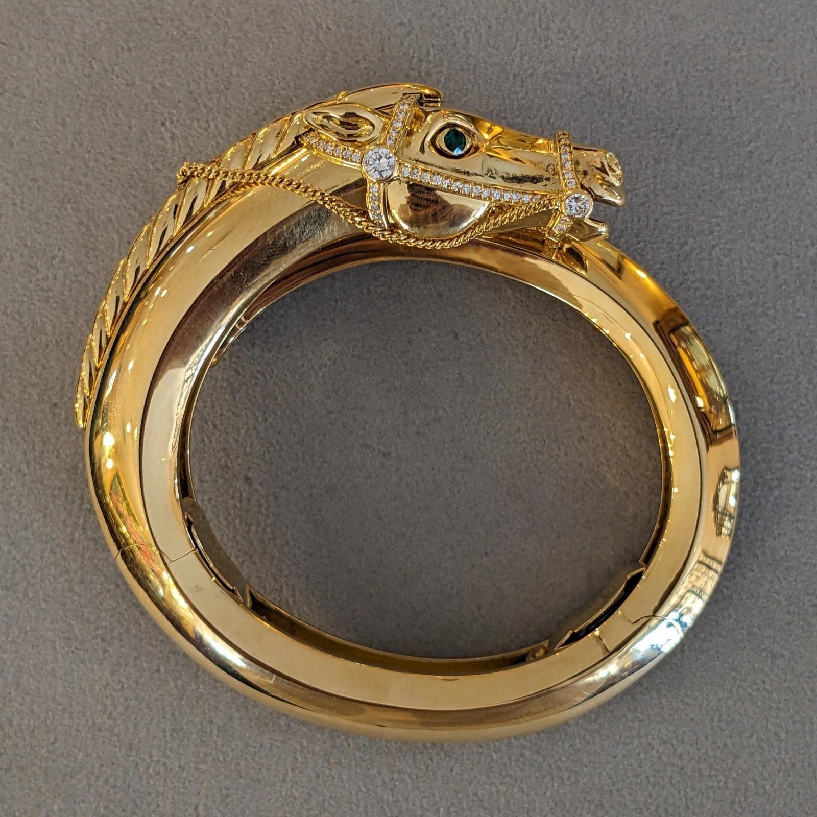 Bracciale Bangle Cartier Horse d'epoca in oro giallo 18 carati In condizioni ottime in vendita a La Jolla, CA