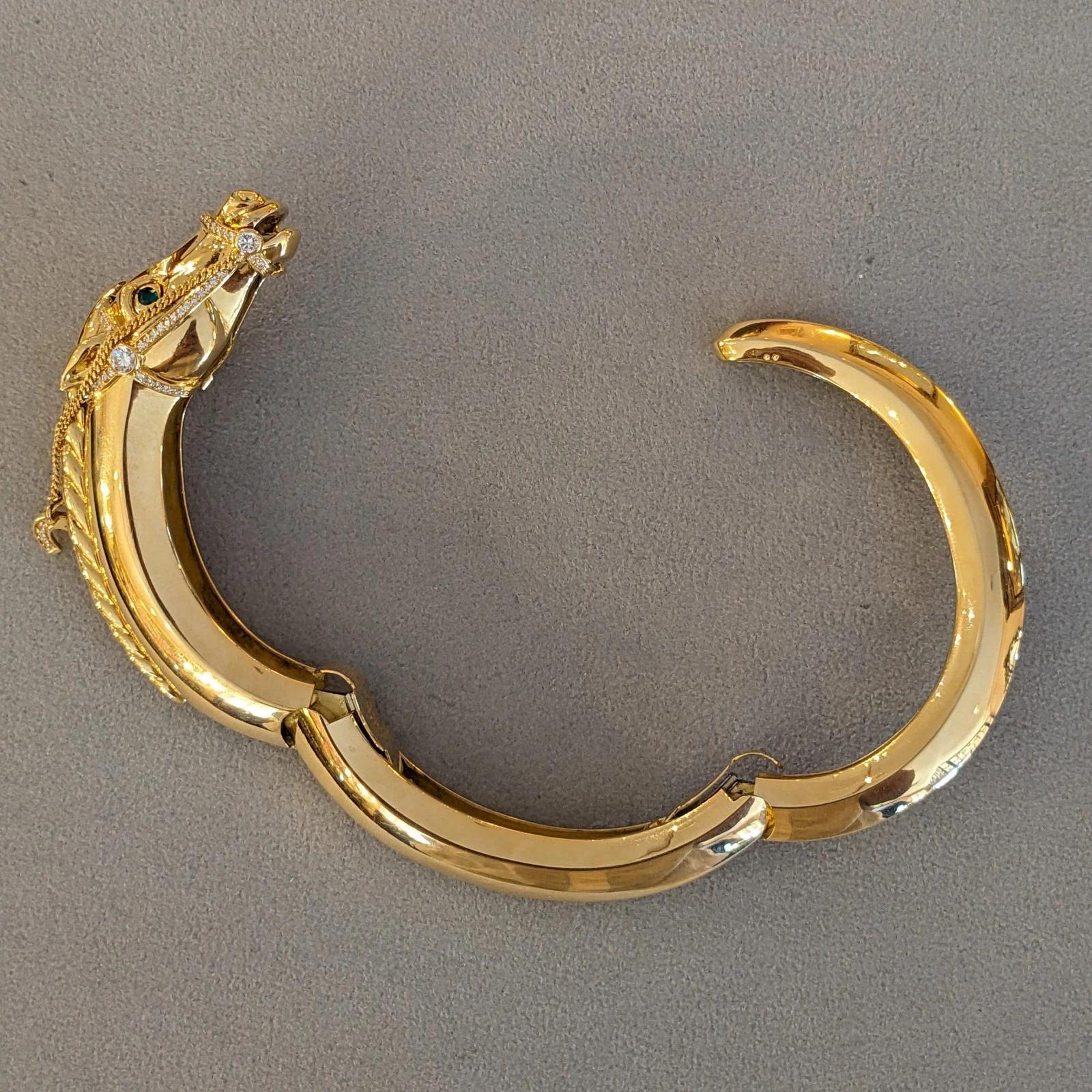 Bracciale Bangle Cartier Horse d'epoca in oro giallo 18 carati in vendita 2