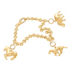 Vintage Cartier Horse, Elephant and Panther Charm Bracelet