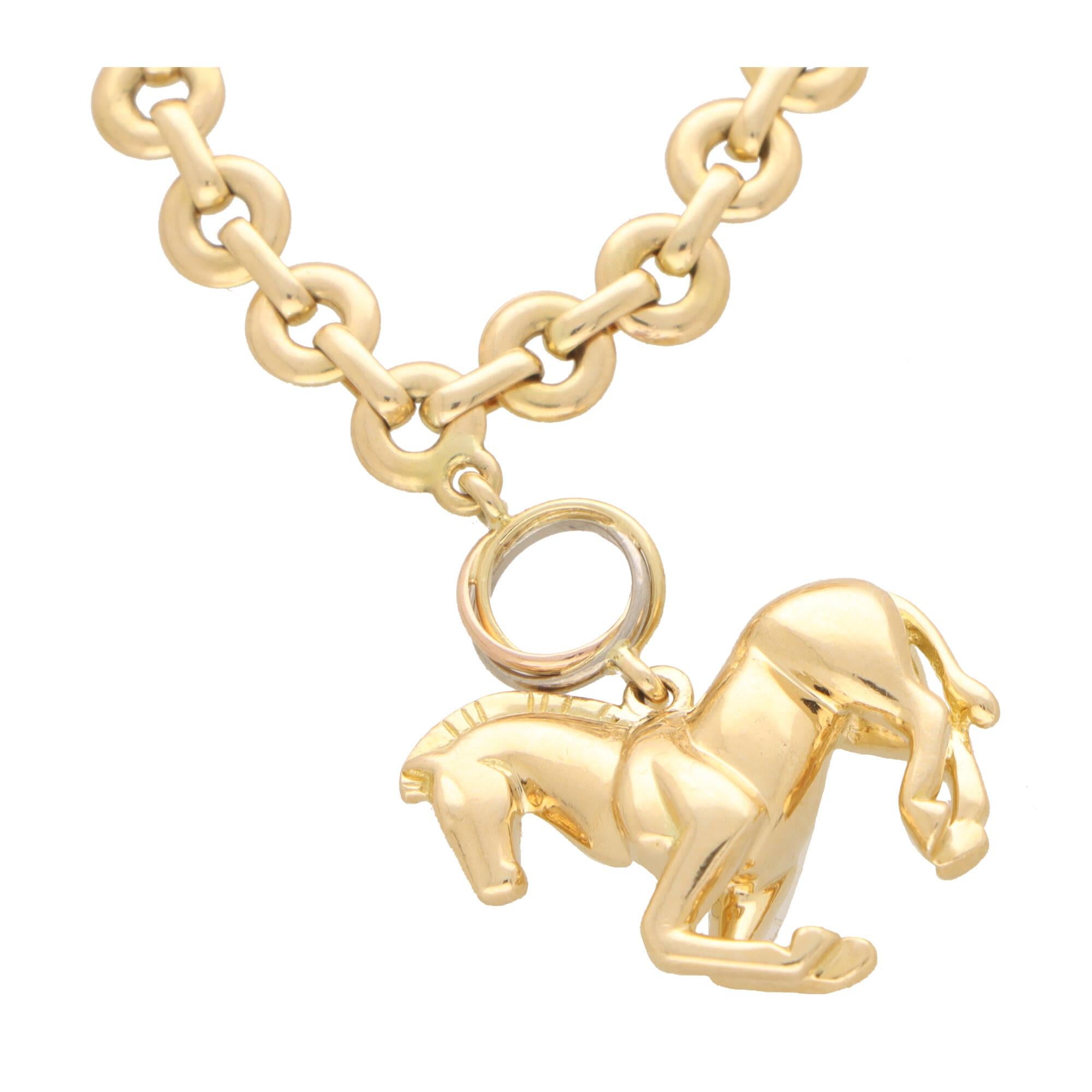 Women's or Men's Vintage Cartier Horse, Elephant and Panther Charm Bracelet For Sale