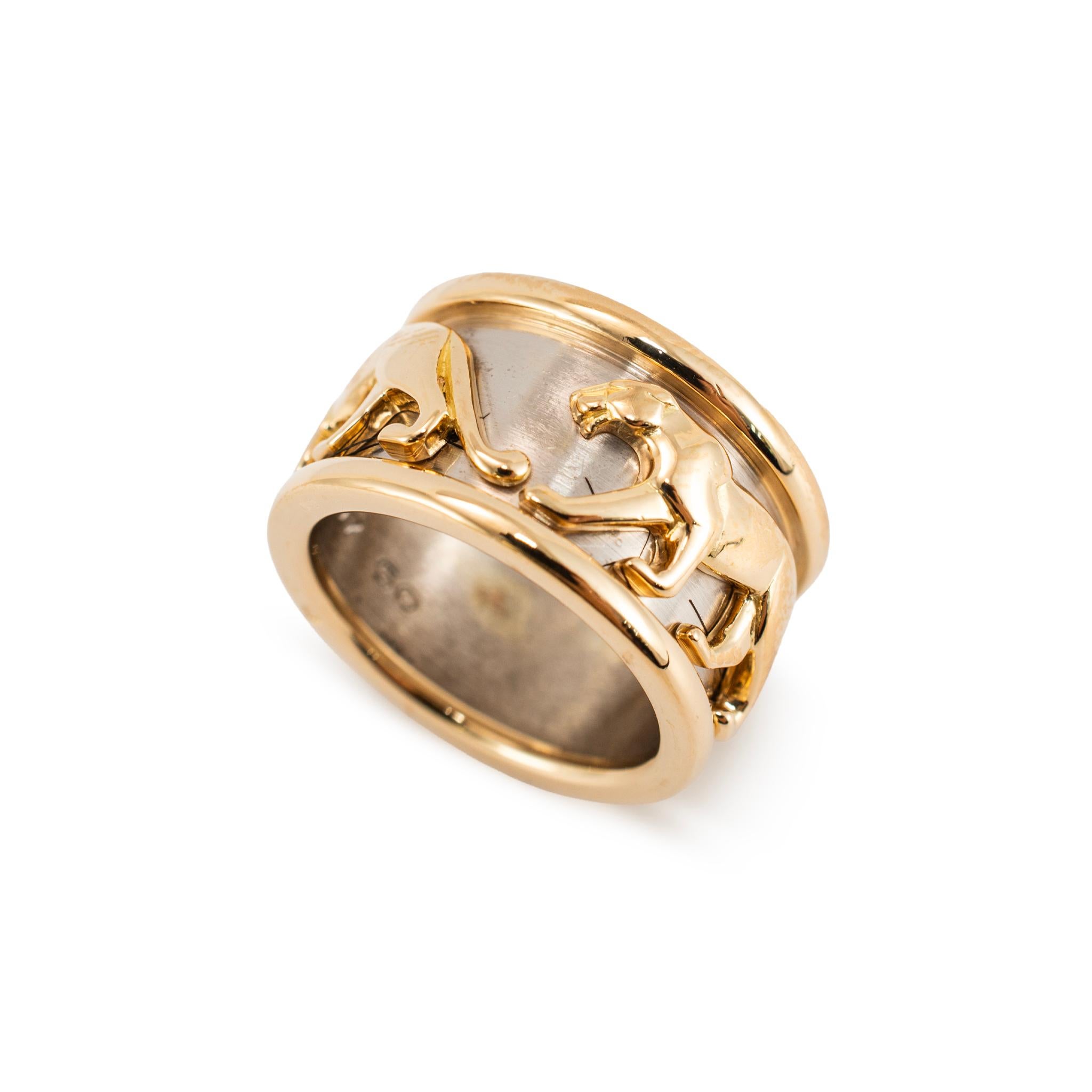 Vintage Cartier Iconic Mahango Walking Panther 18K Yellow and White ...