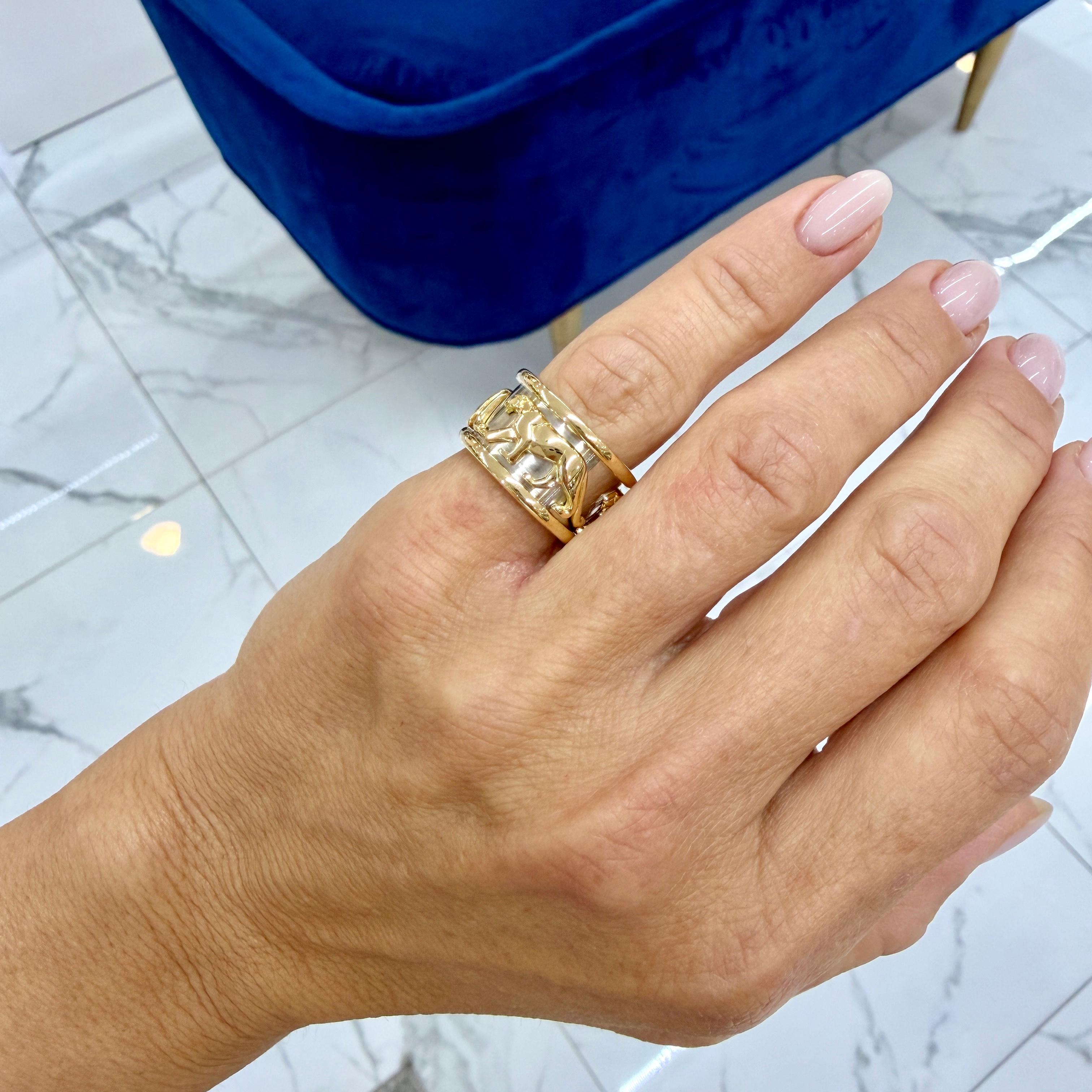 Vintage Cartier Iconic Mahango Walking Panther 18K Yellow and White ...