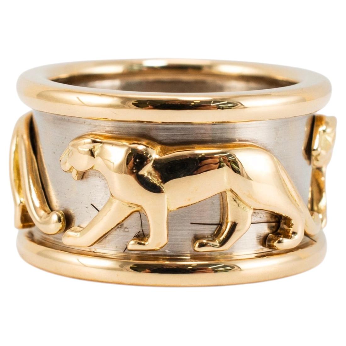 Vintage Cartier Iconic Mahango Walking Panther 18K Yellow and White ...