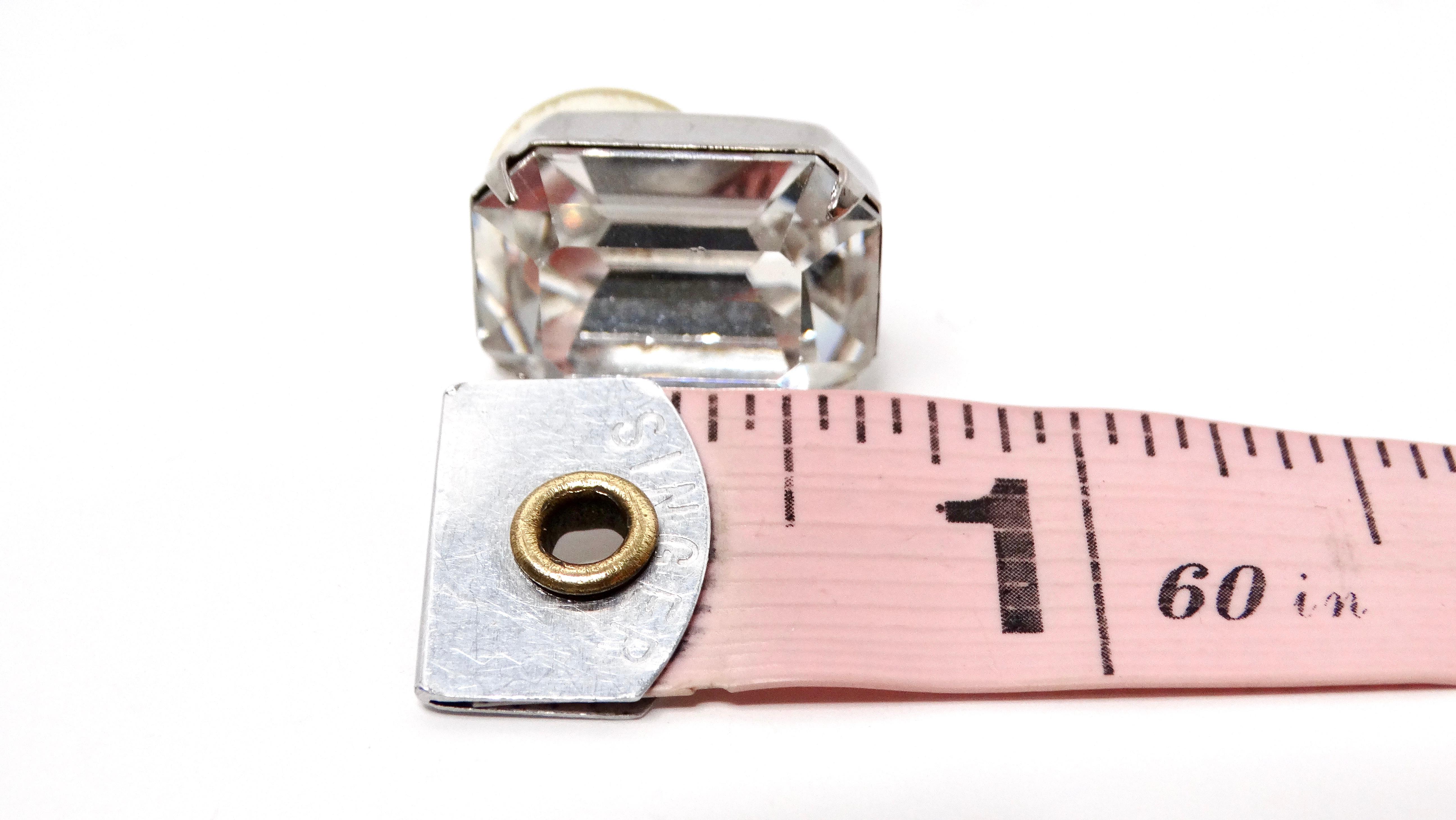 Women's Vintage Cartier Inspired Emerald Cut Style Rhinestone Earrings For Sale