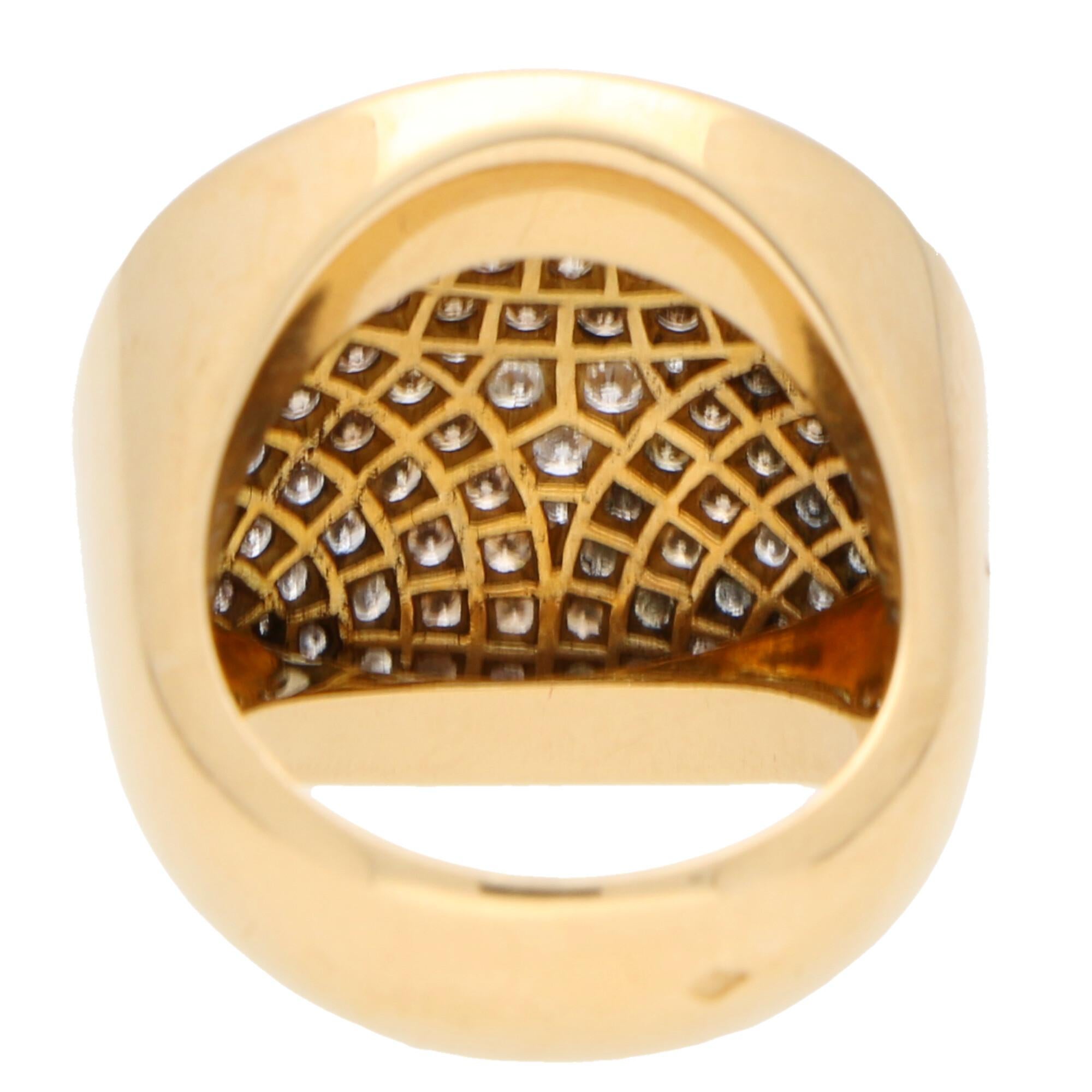 Vintage Cartier Jeton Sauvage White and Cognac Diamond Cocktail Ring in 18k Gold In Excellent Condition In London, GB