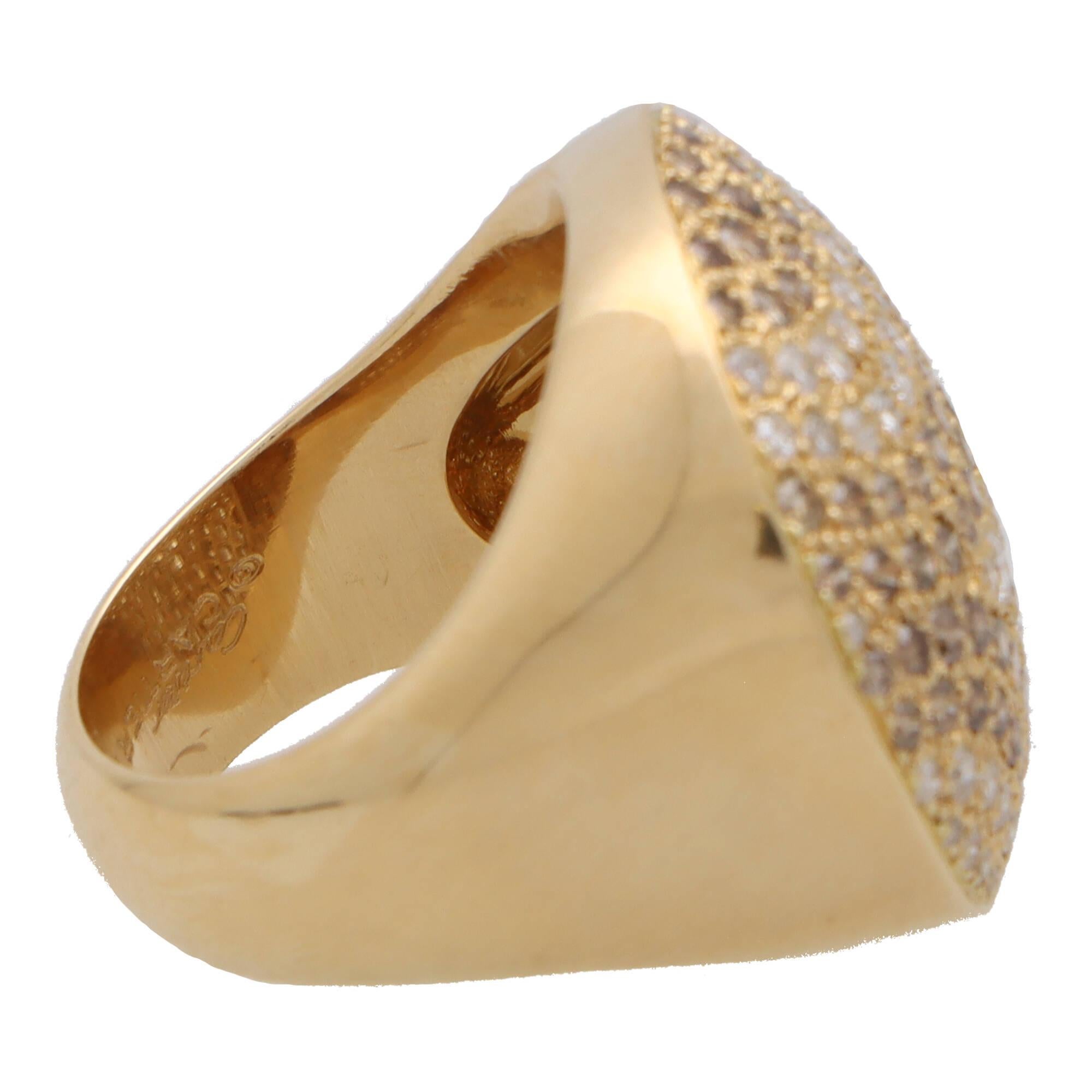 Vintage Cartier Jeton Sauvage White and Cognac Diamond Cocktail Ring in 18k Gold 1