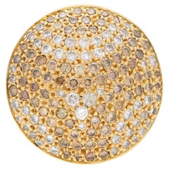 Vintage Cartier Jeton Sauvage White and Cognac Diamond Cocktail Ring in 18k Gold