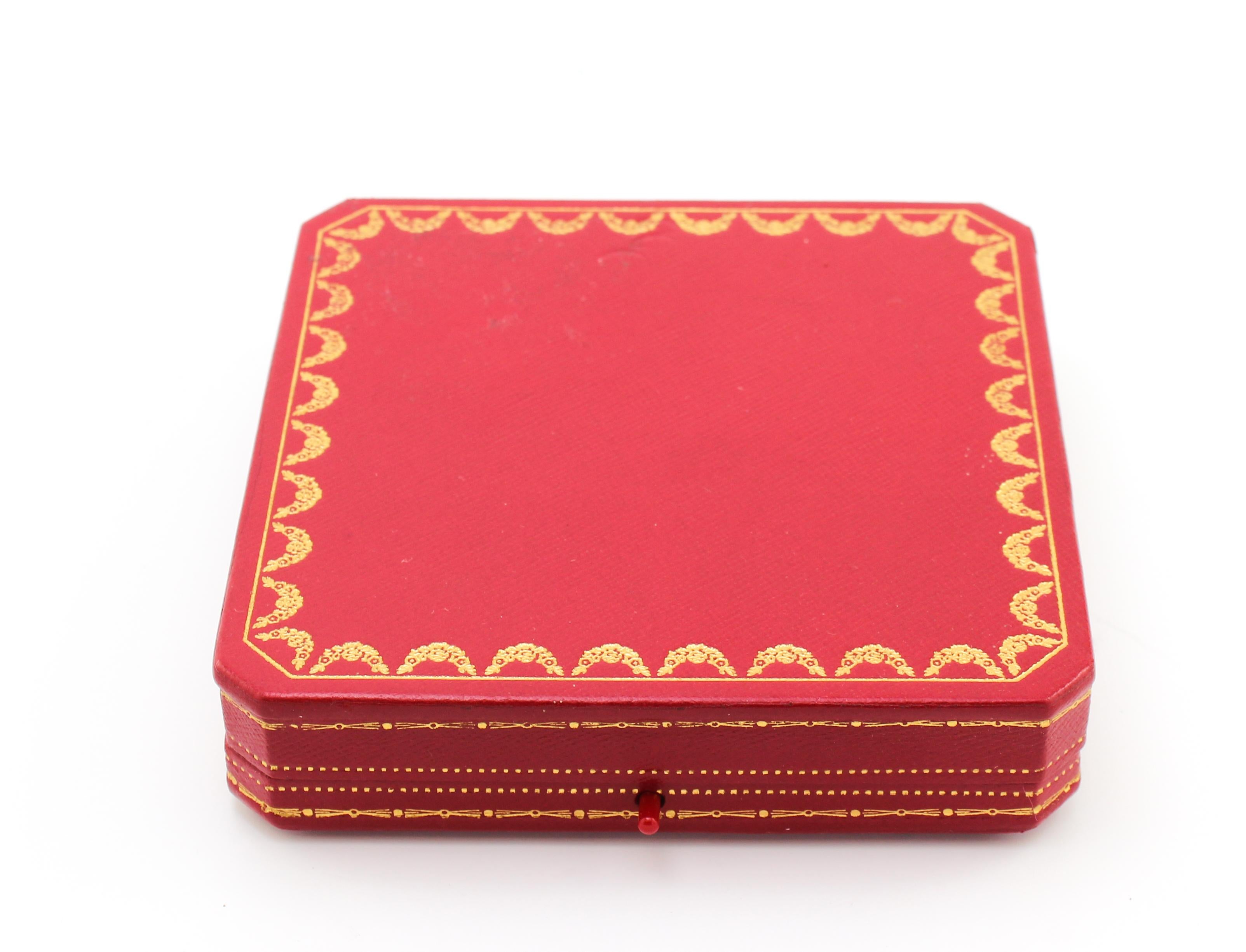 Vintage Cartier jewellery, or case box, Made in France, Paris, 1970's

Size: 12.2 x 12.2 x 2.7 cm.
