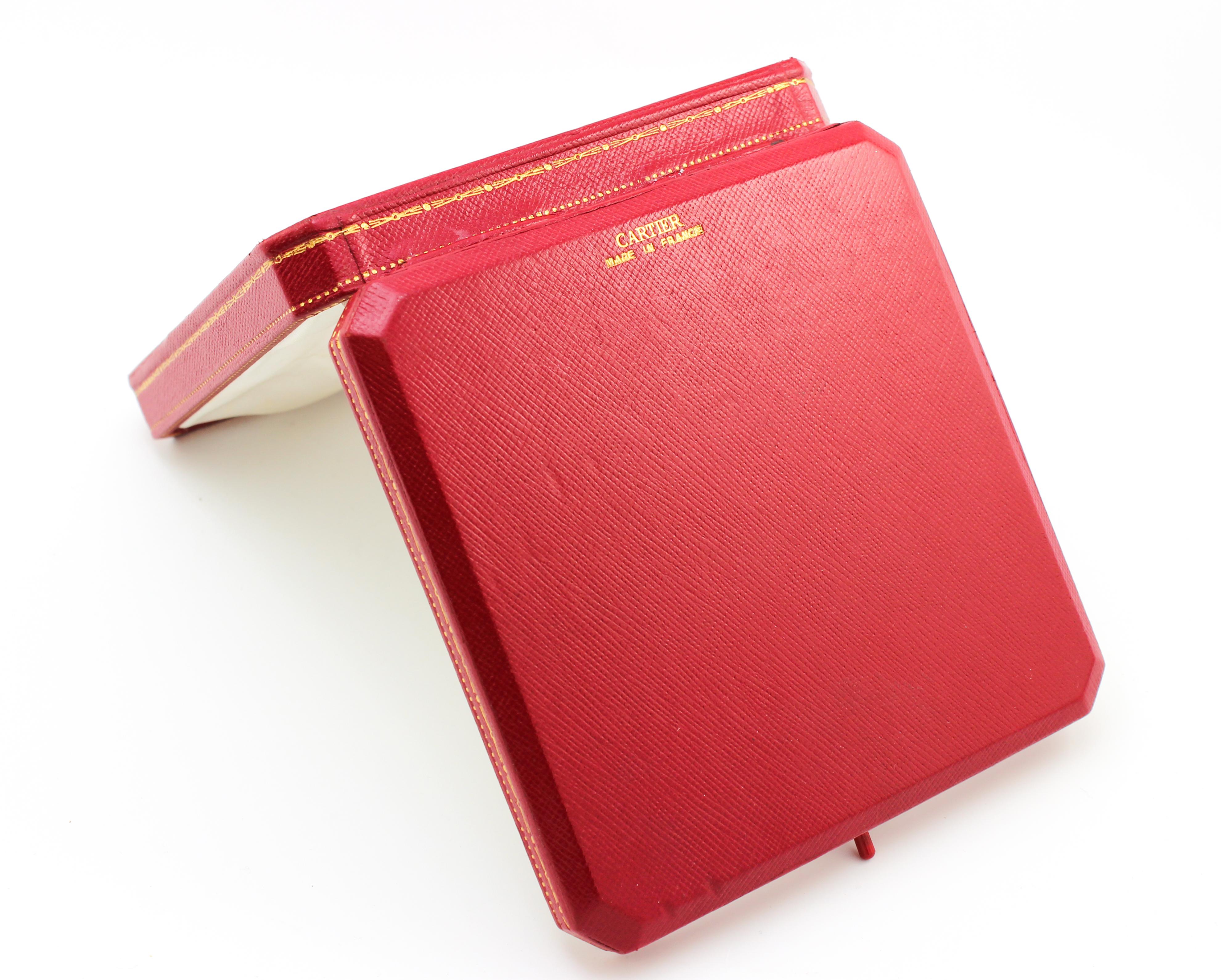 Joyero o estuche vintage Cartier, Made in France, París, años 70 Cuero