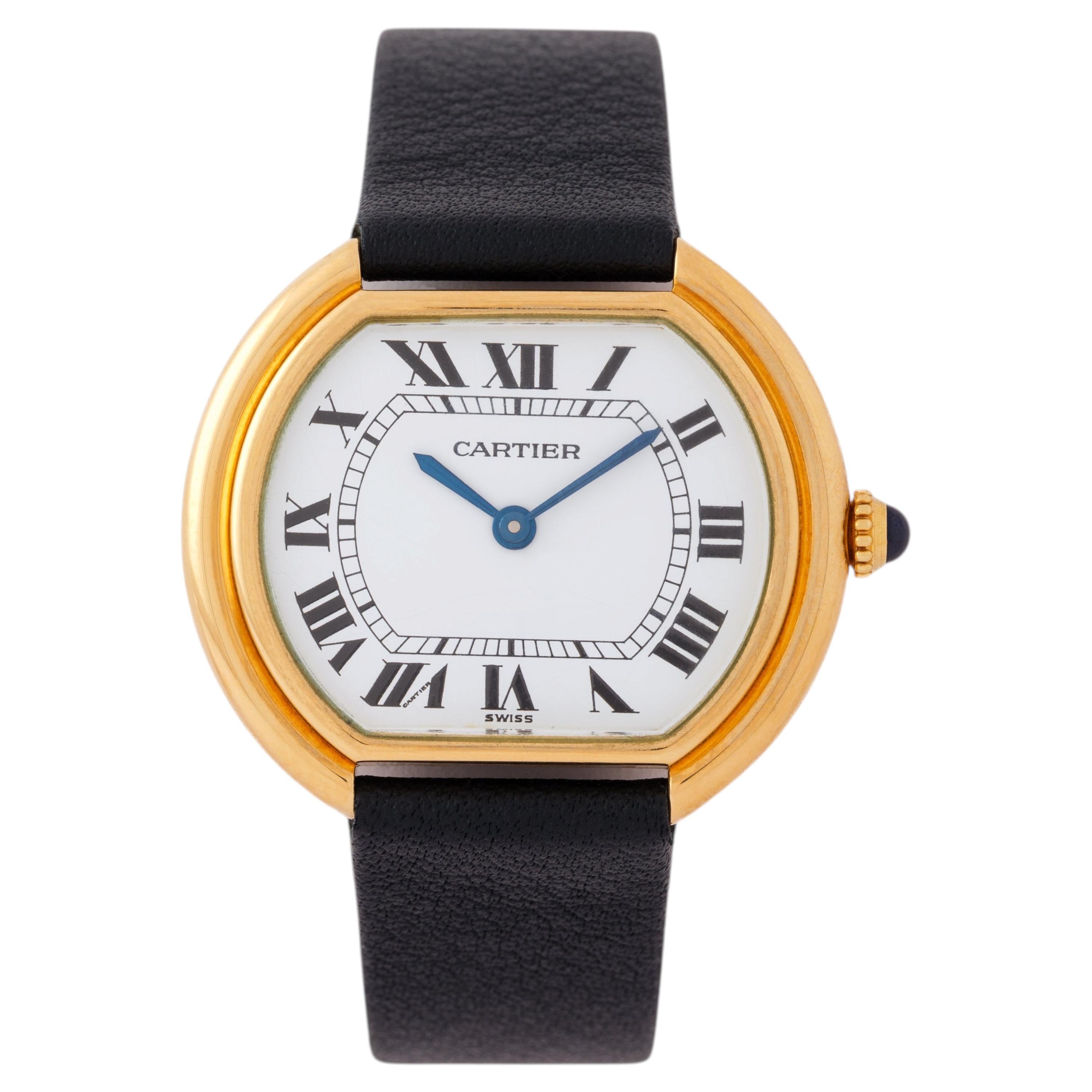 Vintage Cartier Jumbo Ellipse Model 78091 18 Karat Yellow Gold Manual Watch