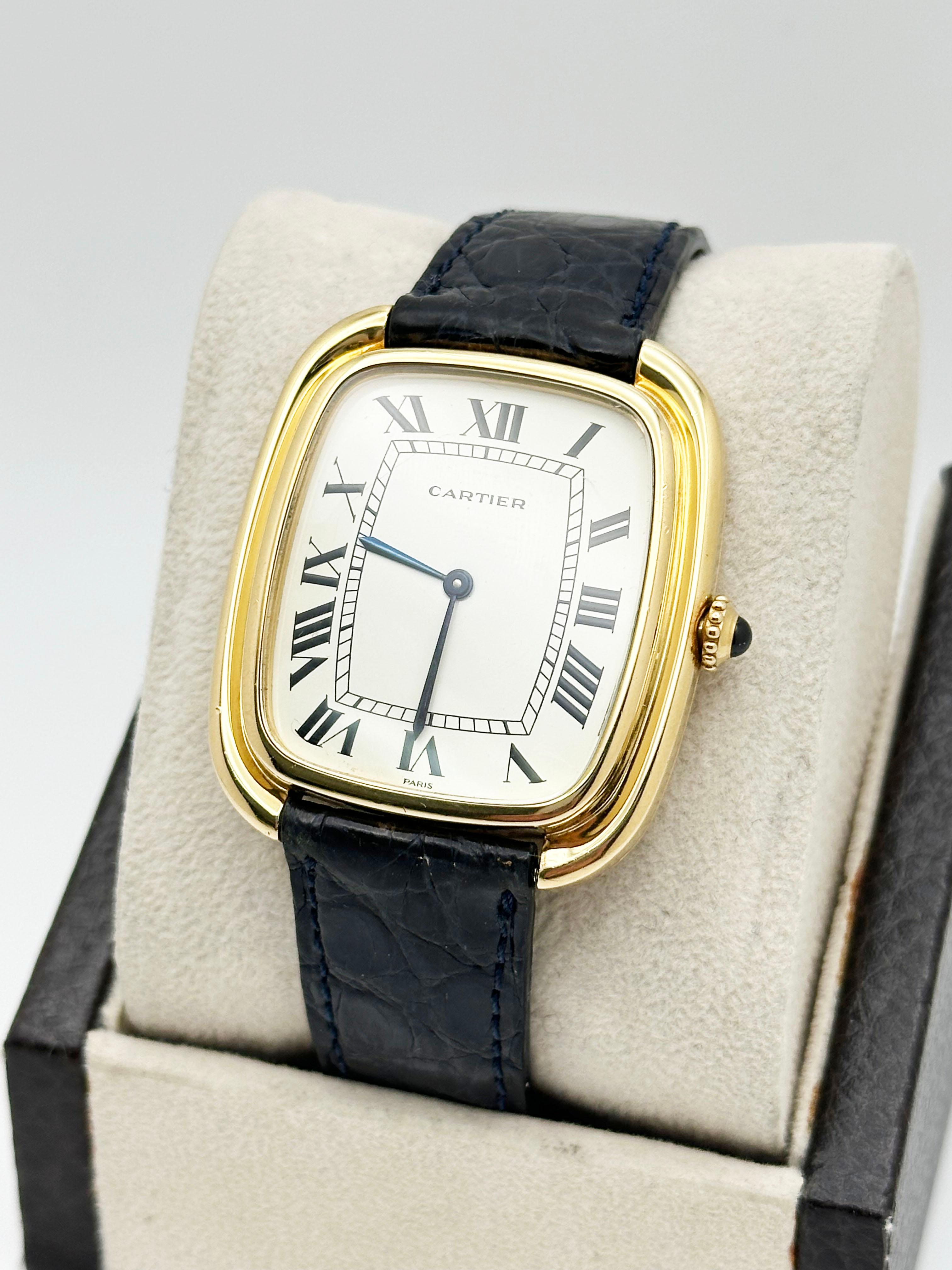 Vintage Cartier Jumbo Gondole 97050 PARIS STAMPED 18K Gelbgold Box Booklet im Angebot 1